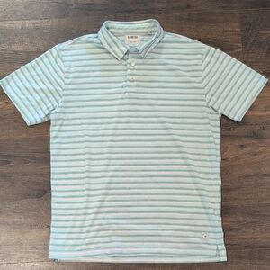 Linksoul Men's Polo - Aqua and White Stripes